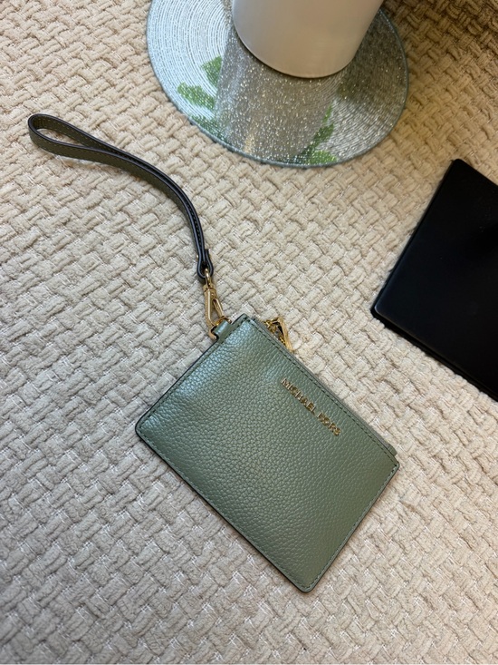 Michael Kors Handbags - Michael Kors Sage Green Pebbled Leather Wristlet Card Holder with Gold Hardware